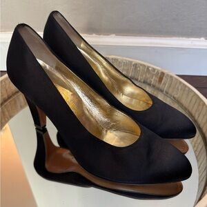 Salvatore Ferragamo Black Satin Pumps